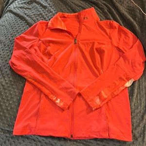 Neon coral under armour full zipper athletic jacket